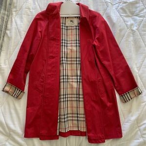 Burberry Red Trenchcoat with Plaid Lining